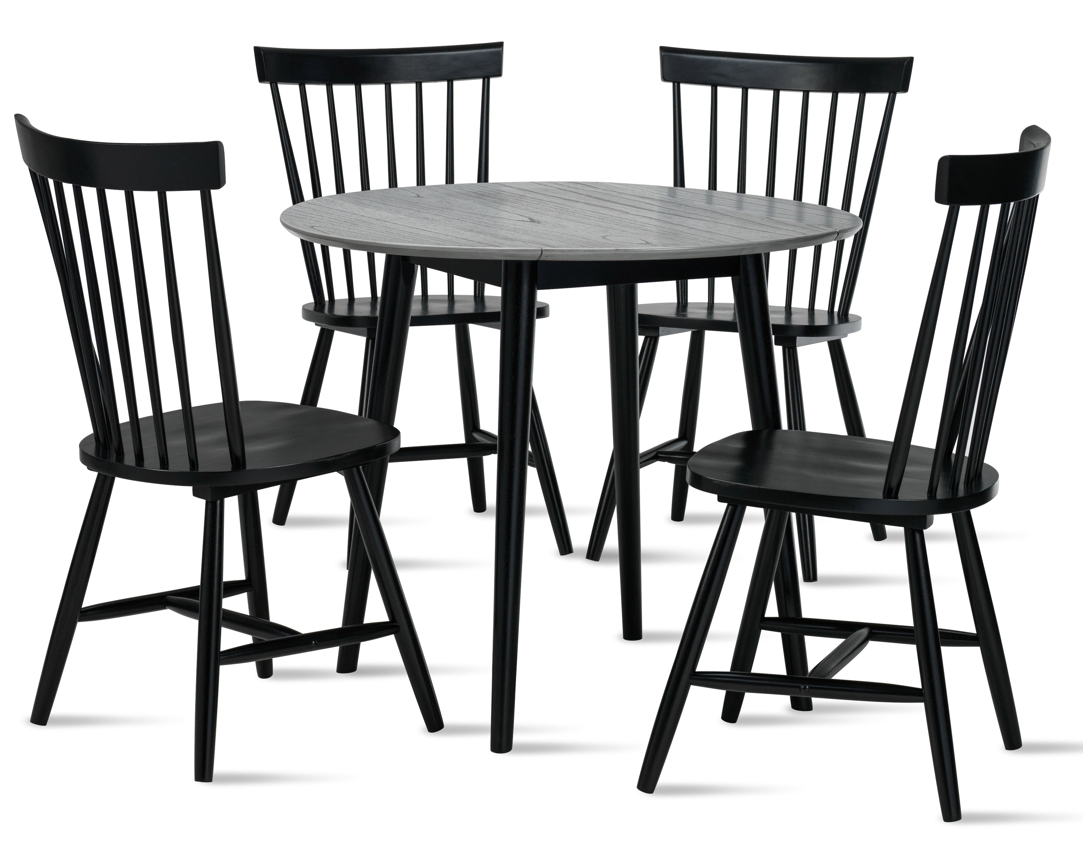 Midland 5-Piece Drop Leaf Dining Set - Grey, Black
