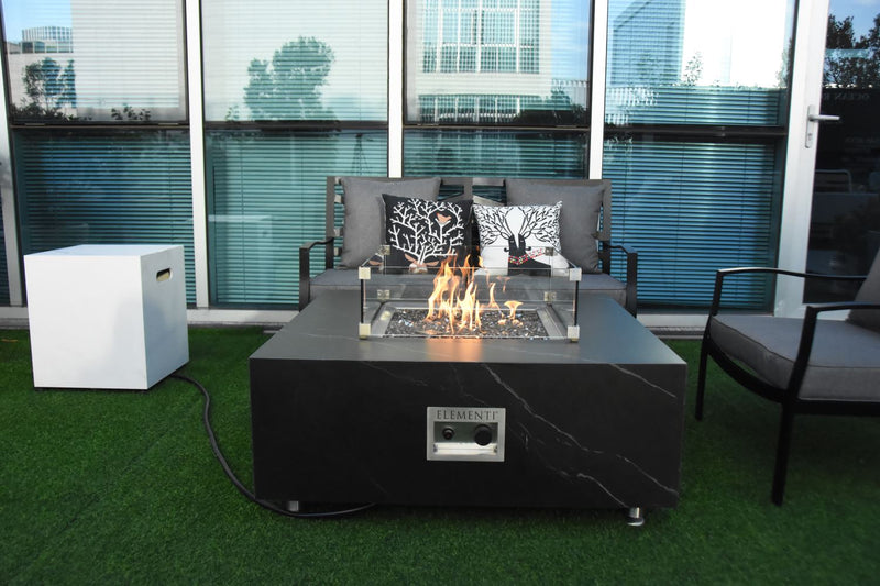 Eyjafja Marble Porcelain Fire Pit (Elementi) Black / Natural Gas Leon's