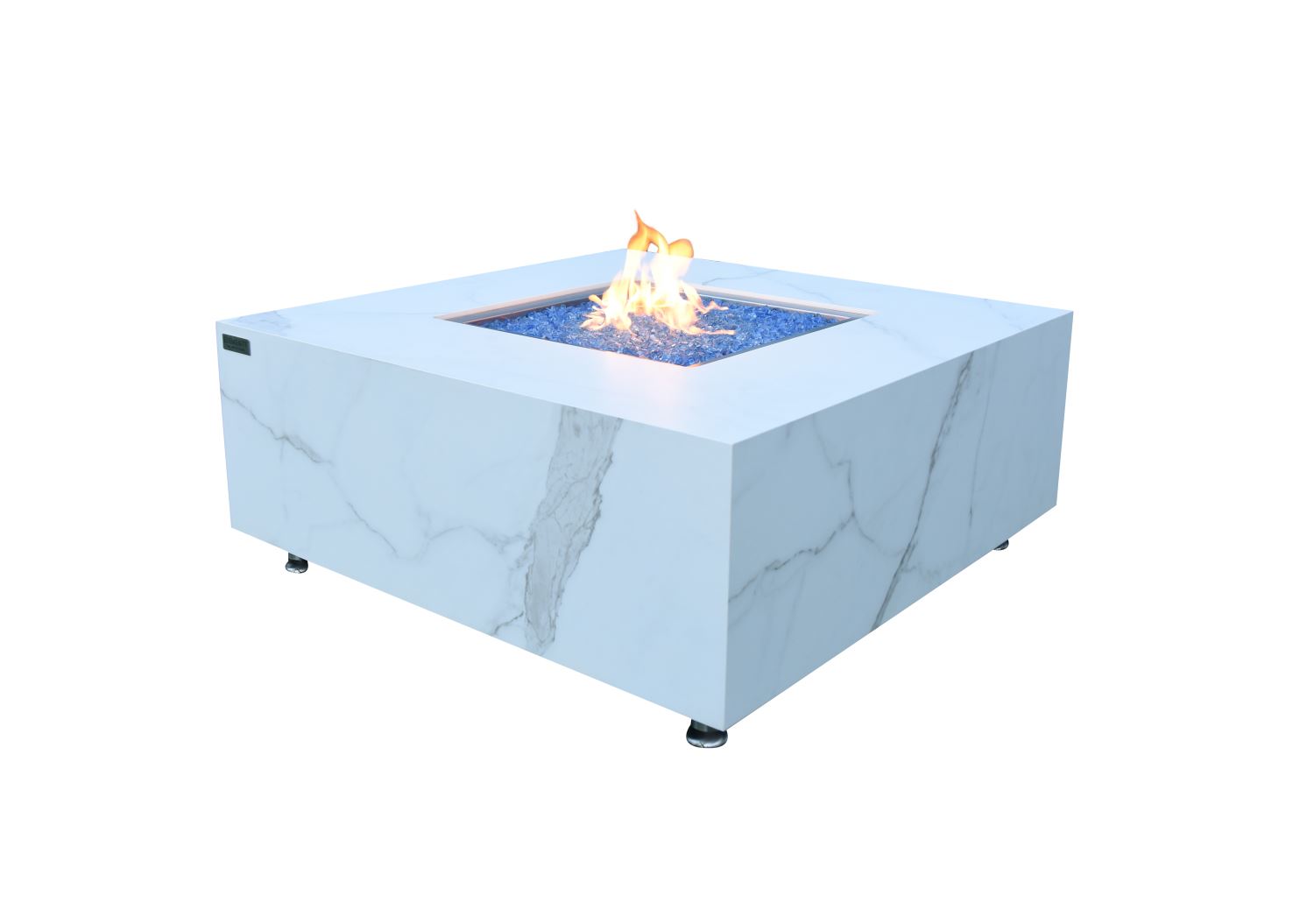 Tambora Marble Porcelain Fire Pit (Elementi) - White / Natural Gas