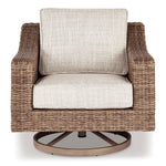 Beachcroft - Outdoor Swivel Chair - Beige, Brown