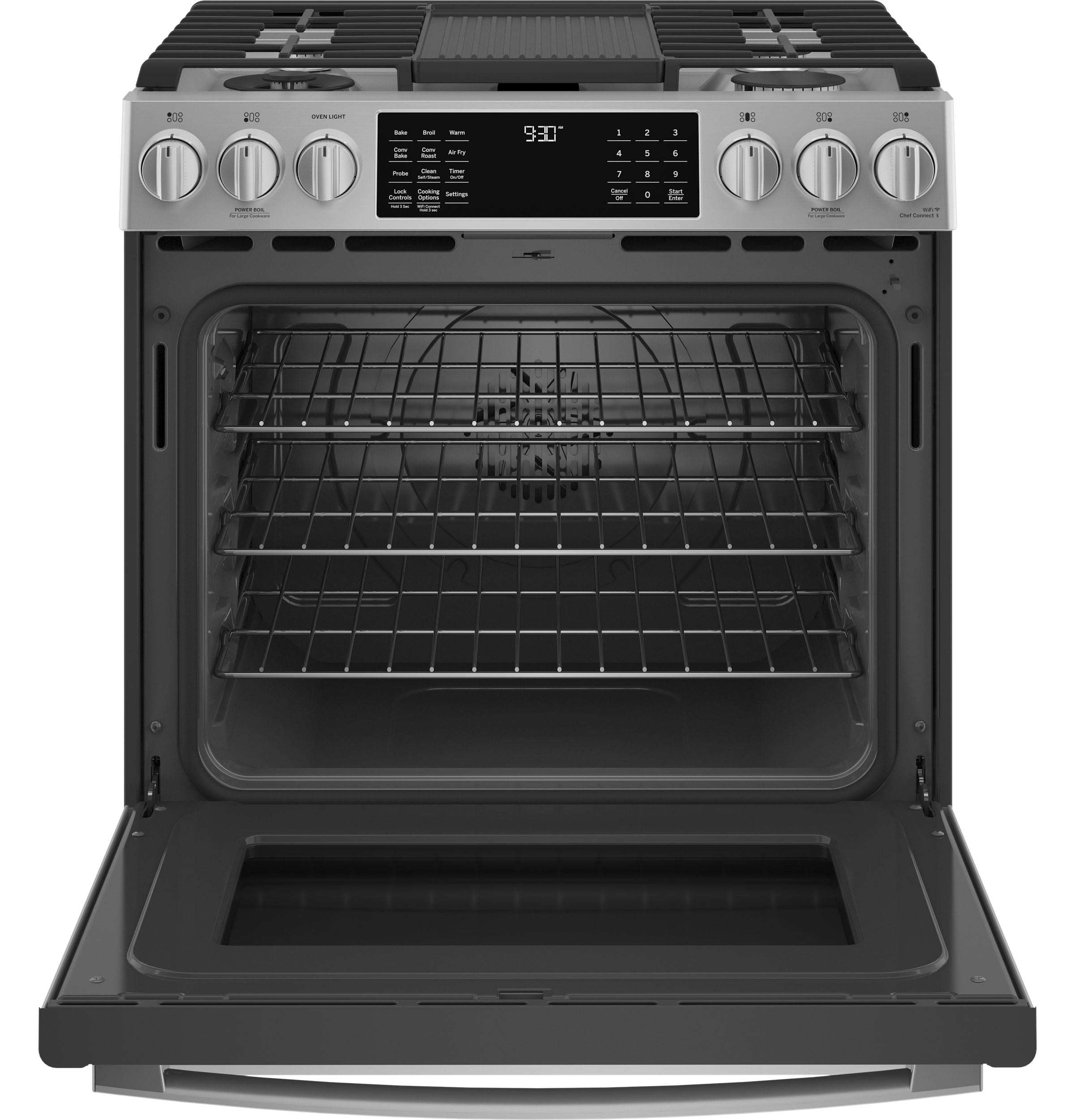 GE Profile Fingerprint Resistant Stainless Steel Smart Slide-In Dual Fuel Range with Air Fry (5.7 Cu.Ft.) - PC2S930YPFS