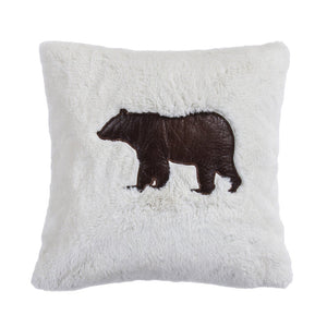 Gorgona Faux Suede Decorative Pillow - White / Brown