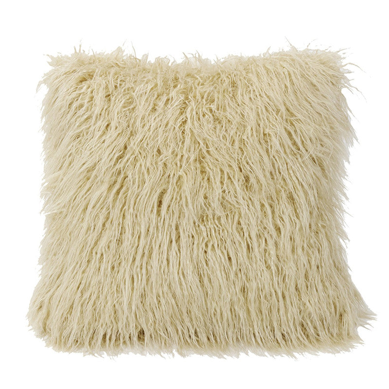 Machias Faux Fur Decorative Pillow - Cream