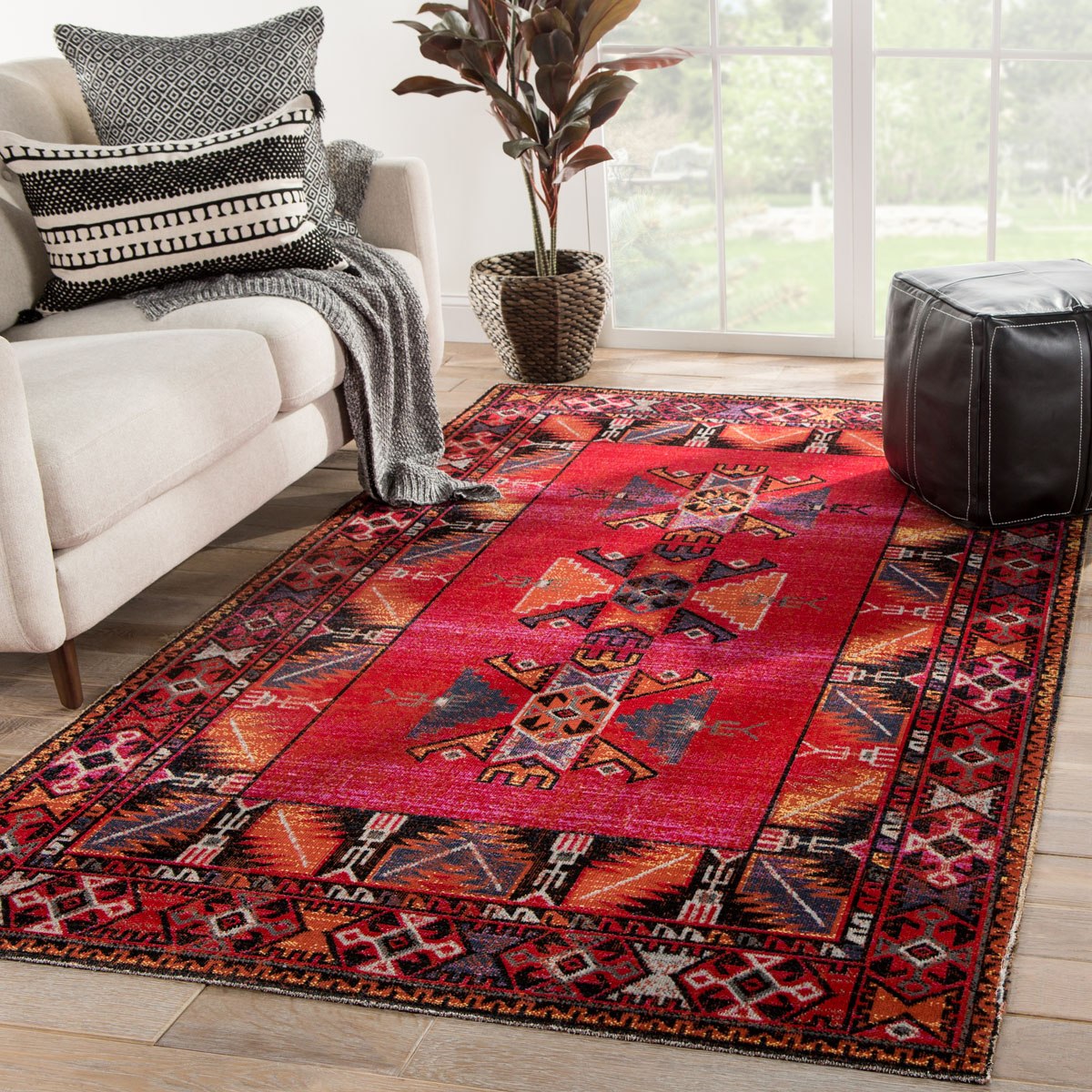Mikras X Area Rug - 7'6" X 9'6" - Red/Black