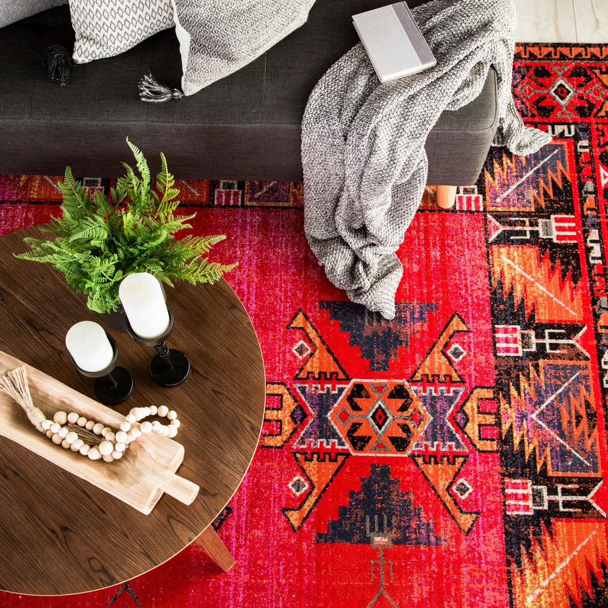 Mikras X Area Rug - 7'6" X 9'6" - Red/Black