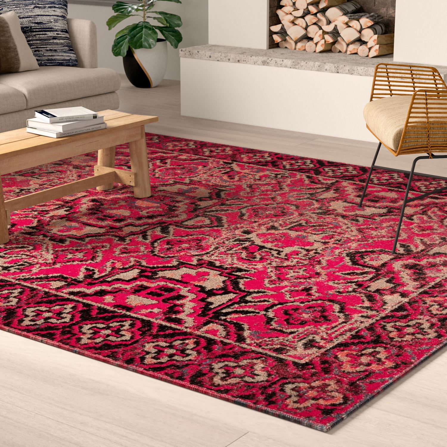 Mikras I Area Rug - 7'6" X 9'6" - Red/Black