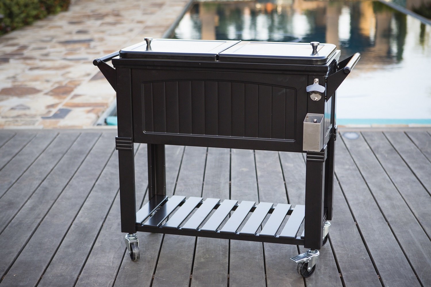 Permasteel 80Qt Furniture Style Patio Cooler - Black