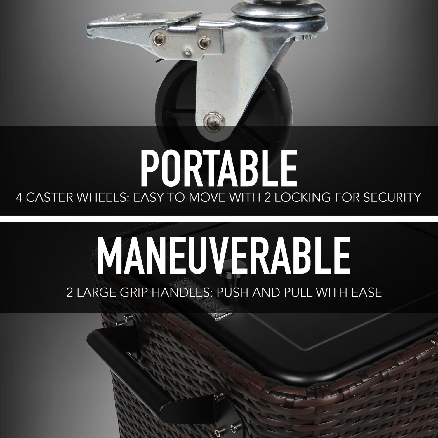 Bui Viem 80QT Rolling Wicker Patio Cooler