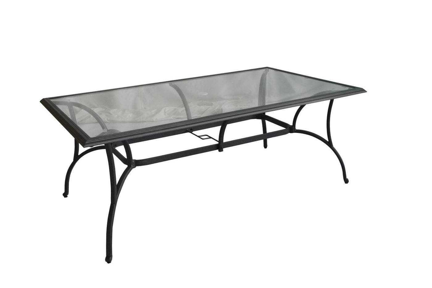 Hanlan 84" Outdoor Dining Table - Charcoal/Glass