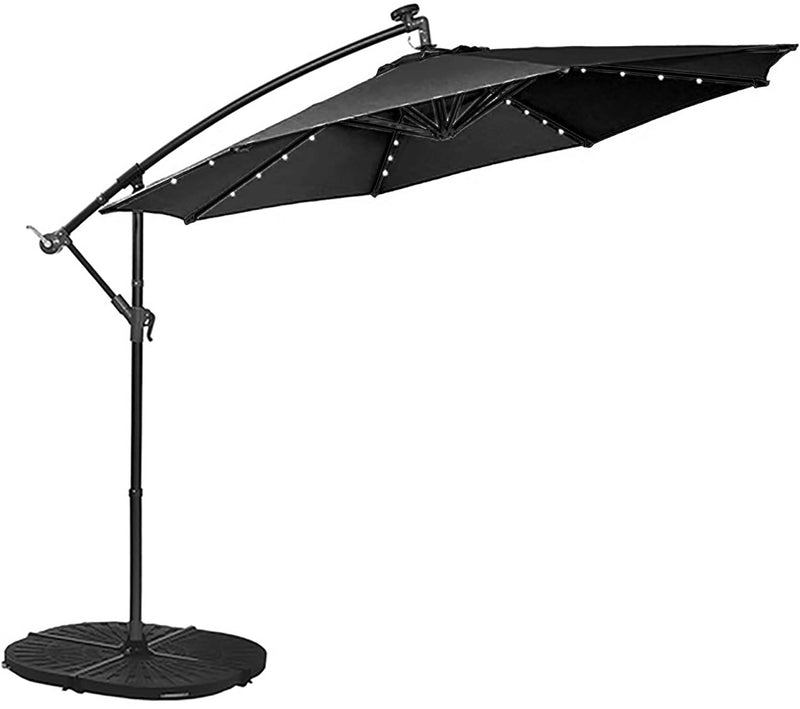 Bumbershoot 10' Solar LED Offset Outdoor Umbrella - Onyx Black | Leon's