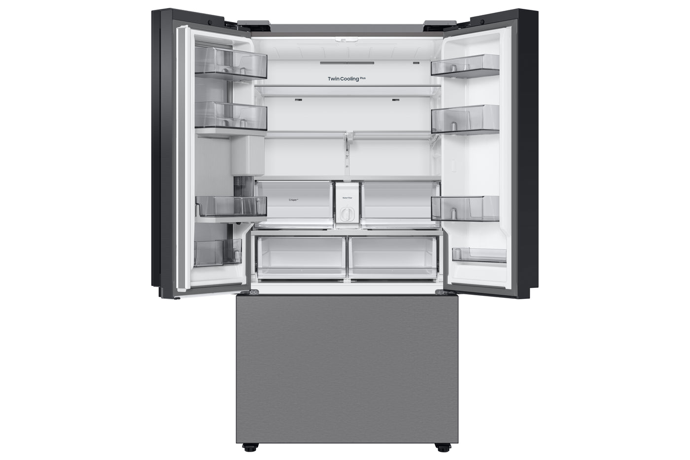 Samsung BESPOKE 36" 23.9 Cu. Ft. Stainless Steel Counter-Depth French Door Refrigerator with Beverage Center - RF24BB6600QLAA