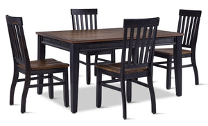 Raven Noir 5-Piece Dining Set - Ebony, Driftwood