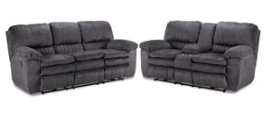 Reyes Power Reclining Sofa and Loveseat Set - Grey