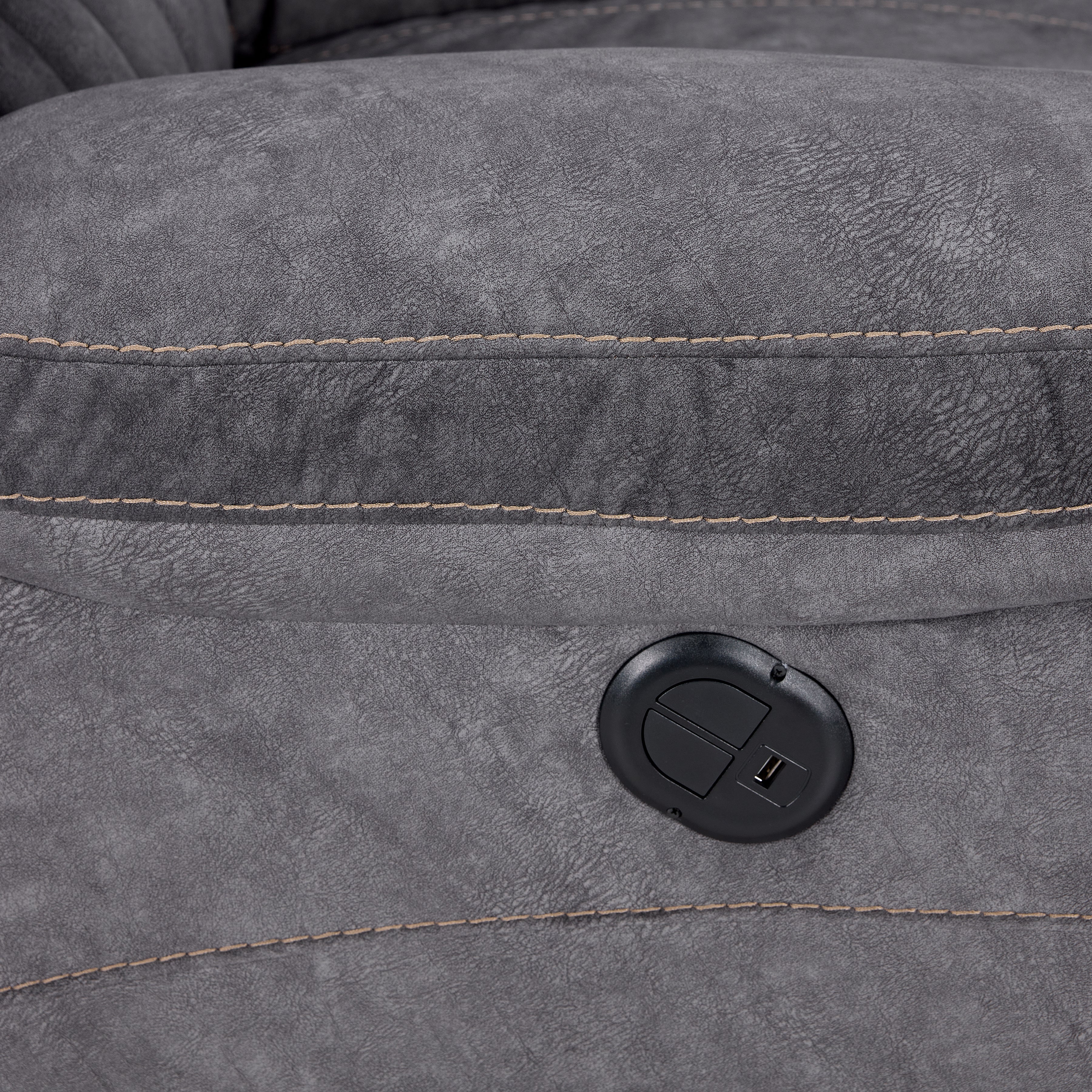 Reyes Power Reclining Sofa and Loveseat Set - Grey