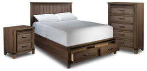 Rossco 5-Piece King Storage Bedroom Package - Rustic Oak