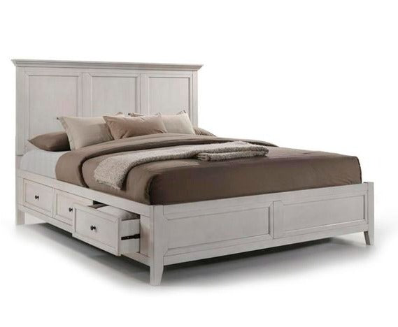 San Mateo 3 Piece Queen Storage Bed Antique White Leon s