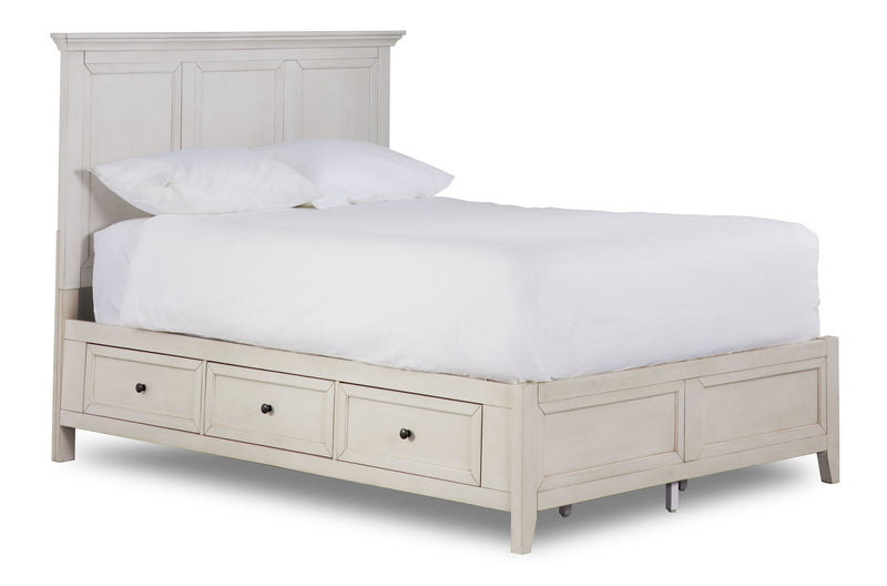 San Mateo 3Piece King Storage Bed Antique White Leon's