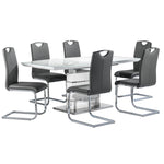 Danny 7-Piece Extendable Dining Set - White and Dark Grey