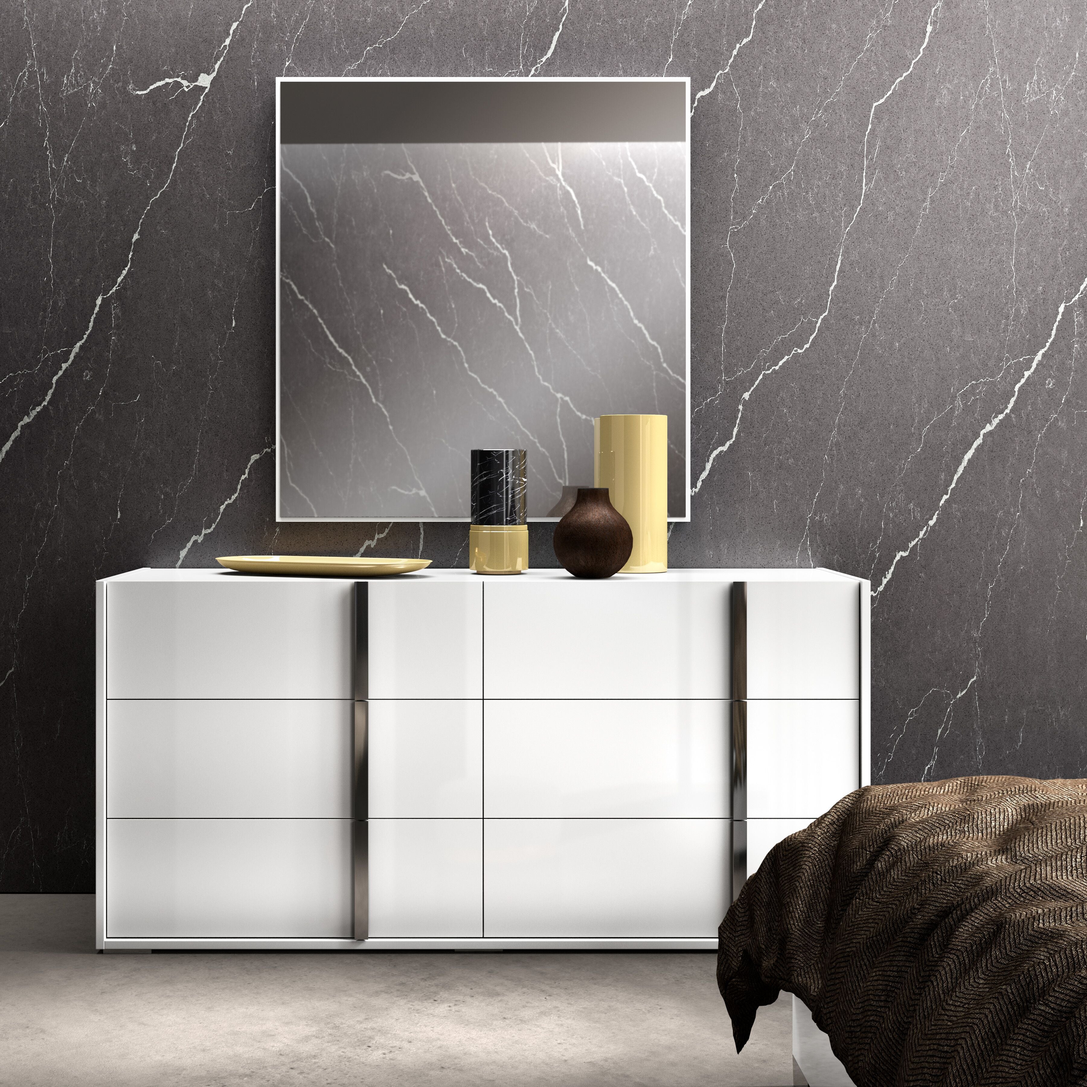 Bianca 6 Drawer Dresser - White Lacquer