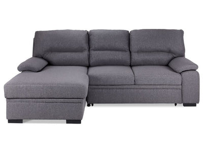 Camille Pop-Up Sofa Bed with Left-Facing Chaise- Grey, Charcoal