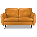 Carlino Leather Sofa and Loveseat Set - Honey Yellow