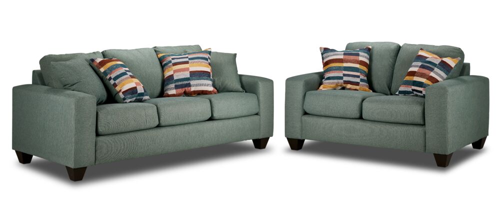 Cindy Sofa and Loveseat Set- Jade
