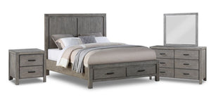 Copeland 6-Piece Queen Storage Bedroom Package - Wire-Brushed Grey