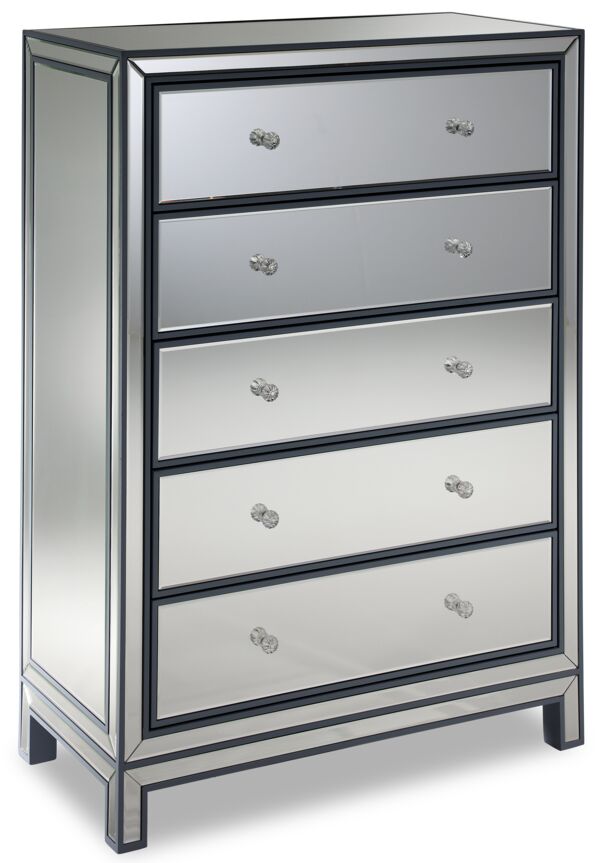 5 drawer sales chest mirrored
