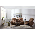 Dallas Reclining Sofa With Drop Down Table- Mocha