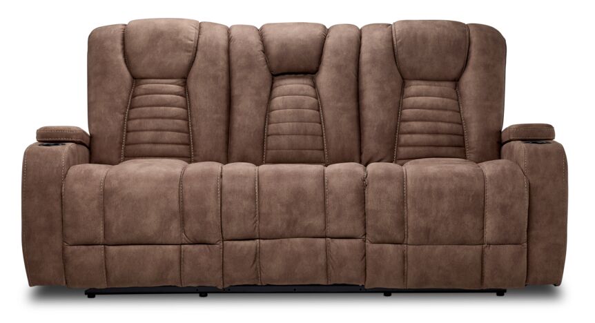 Dallas Reclining Sofa With Drop Down Table- Mocha