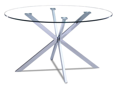 Darron Round Glass Dining Table - Glass, Chrome