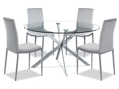 Darron 5 - Piece Round Glass Dining Table Set - White
