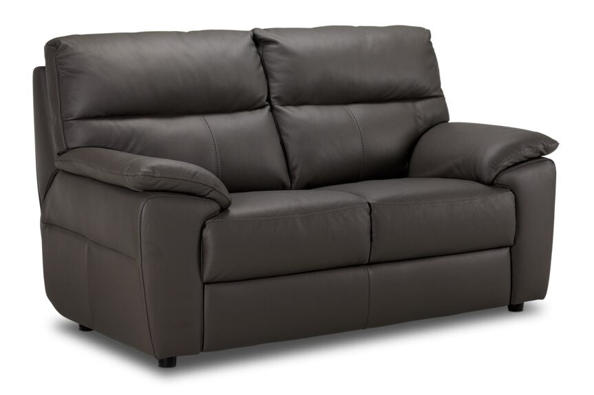 Toscana Leather Sofa and Loveseat Set - Dark Grey