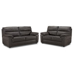 Toscana Leather Sofa and Loveseat Set - Dark Grey