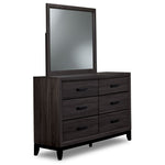 Fog 6-Drawer Dresser - Grey, Black