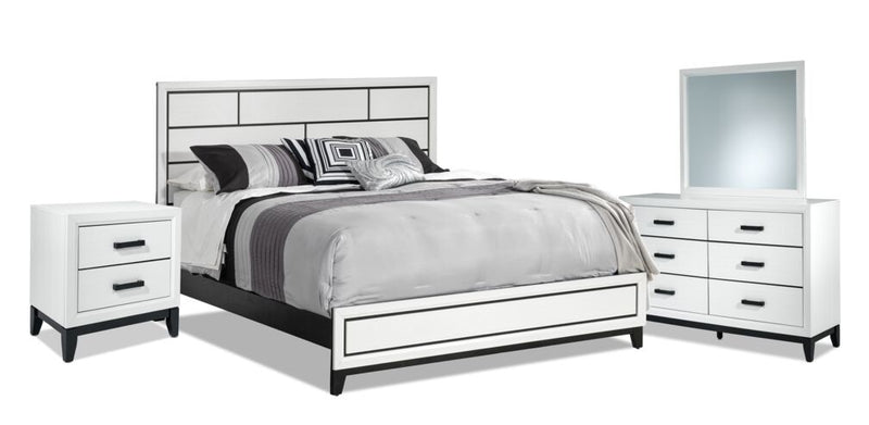 Fog 6-Piece Full Bedroom package - White, Black | Leon's