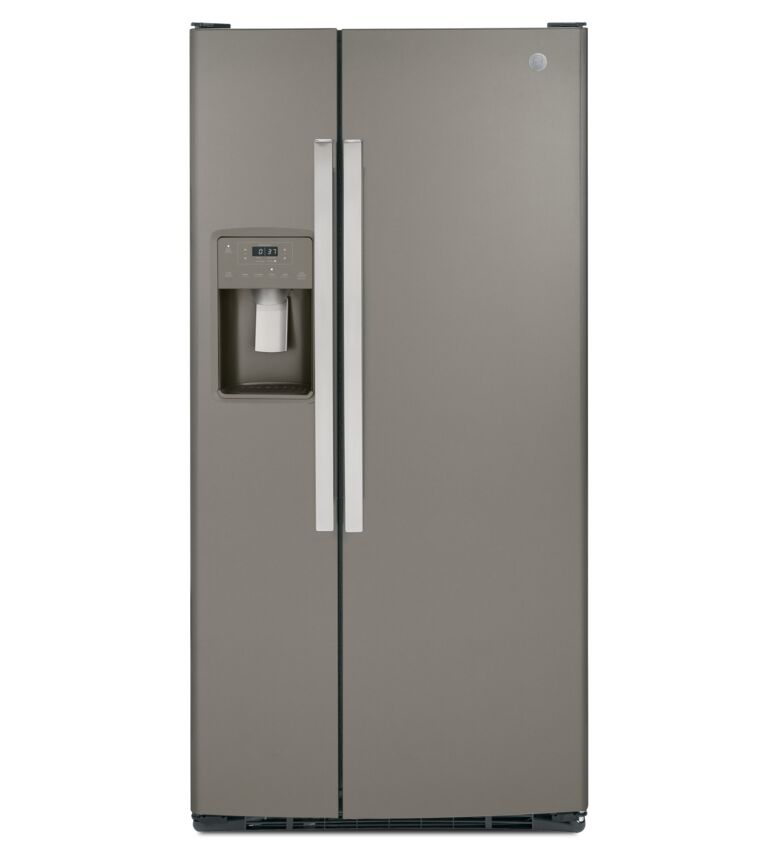 GE 33" 23 Cu. Ft. Slate Side-by-Side Refrigerator with Ice & Water Dispenser - GSS23GMPES