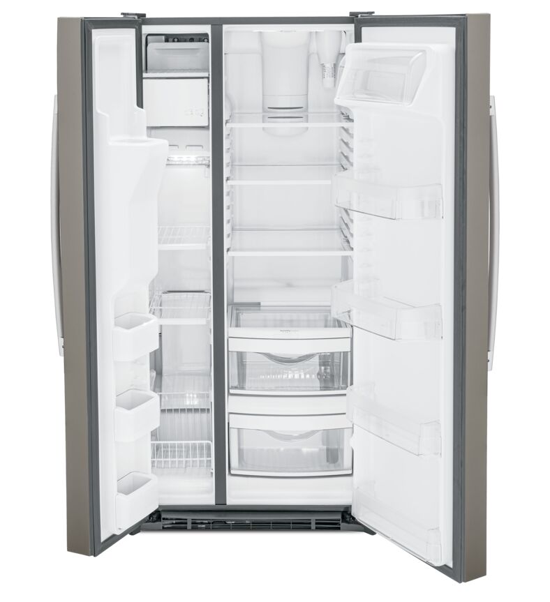 GE 33" 23 Cu. Ft. Slate Side-by-Side Refrigerator with Ice & Water Dispenser - GSS23GMPES