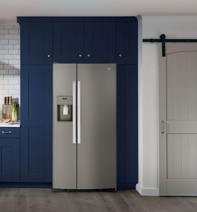 GE 33" 23 Cu. Ft. Slate Side-by-Side Refrigerator with Ice & Water Dispenser - GSS23GMPES