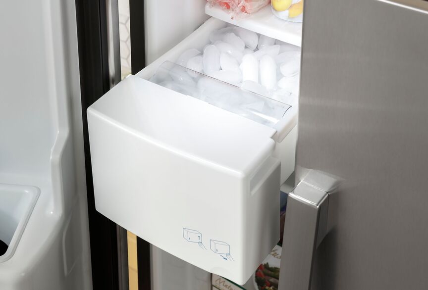 GE 33" 23 Cu. Ft. Slate Side-by-Side Refrigerator with Ice & Water Dispenser - GSS23GMPES