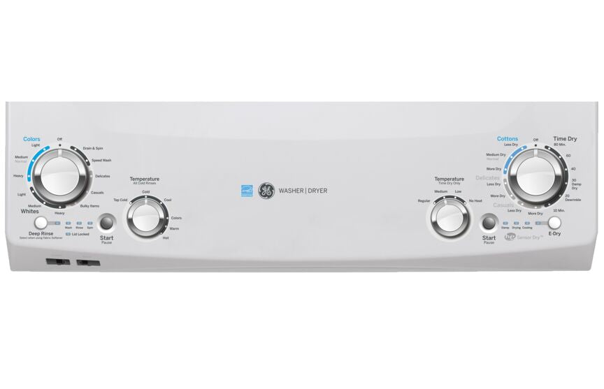 GE White Unitized Spacemaker Washer (4.5 Cu.Ft.) and White Electric Dryer (5.9 Cu.Ft.) - GUD27EEMNWW