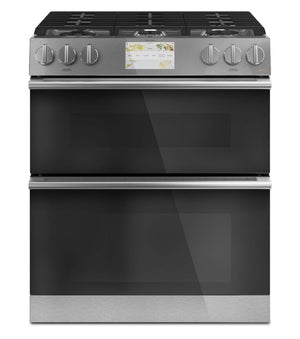 Café Platinum Glass 30" Slide-in Front-Control Dual-Fuel Range (7.0 Cu.Ft) - CC2S950M2NS5