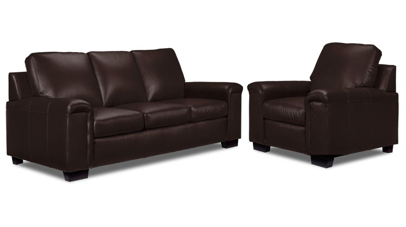 Icon Leather Sofa and Chair Set - Mocha | Leon's