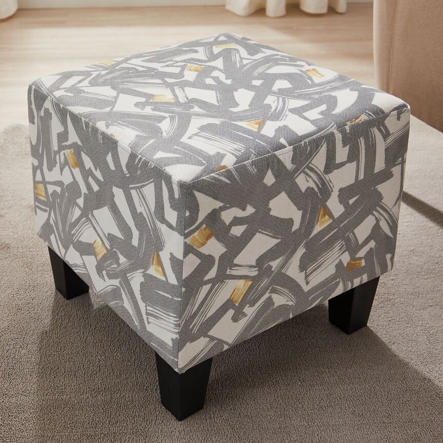 Iris Ottoman - Grey and Yellow