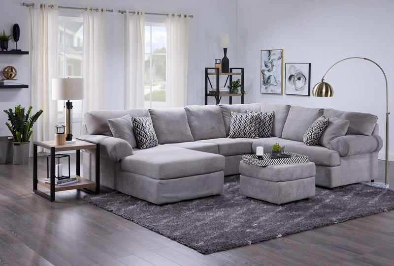Jupiter 4 Piece Sectional with Left Facing Chaise in Ash Grey Leon s