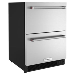 KitchenAid 24" 4.29 Cu. Ft. Stainless Steel Undercounter Double-Drawer Refrigerator/Freezer - KUDF204KSB