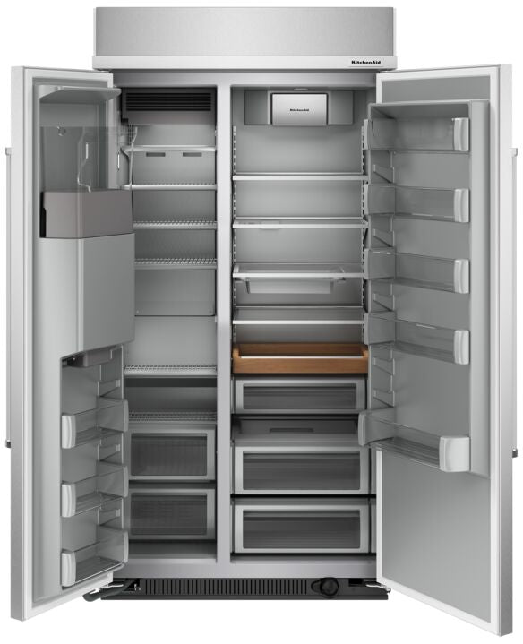KitchenAid 42" 25.1 Cu. Ft. Fingerprint Resistant Stainless Steel Built-In Side-by-Side Refrigerator - KBSD702MPS