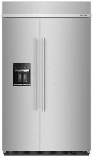 KitchenAid 48" 29.4 Cu. Ft. Fingerprint Resistant Stainless Steel Built-In Side-by-Side Refrigerator - KBSD708MPS