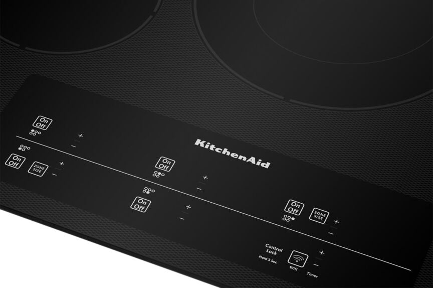 KitchenAid Black 30" Electric Cooktop with 5 Elements and Touch-Activated Controls - KCES950KBL