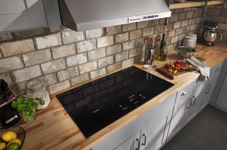 KitchenAid Black 36" Electric Cooktop with 5 Elements and Touch-Activated Controls - KCES956KBL